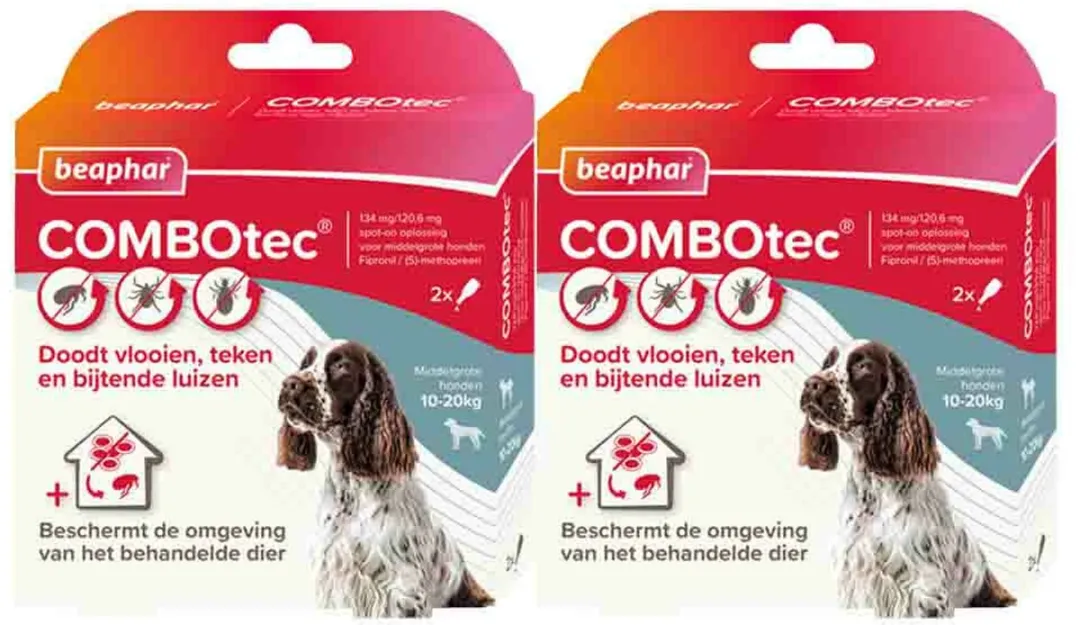 Beaphar Combotec Anti Vlooien & Teken Druppels Hond 10-20 kg - 2 Pipetten