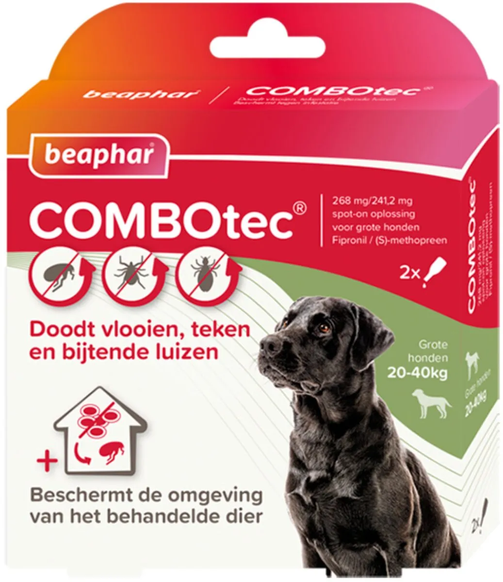 Beaphar Combotec Anti Teken- en Vlooiendruppels Hond 20-40kg - 2 Pipetten