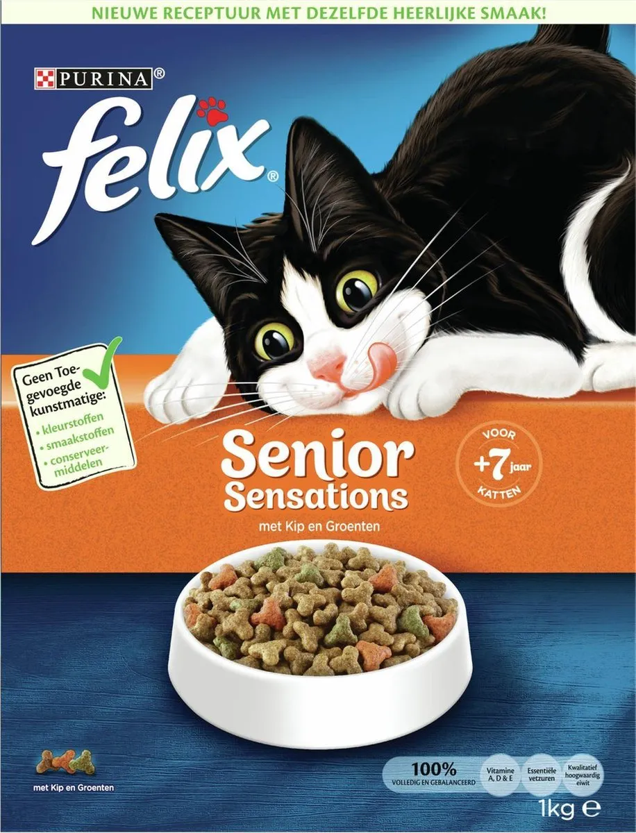 Felix Senior Sensations Kip & Groenten Kattenvoer 1kg