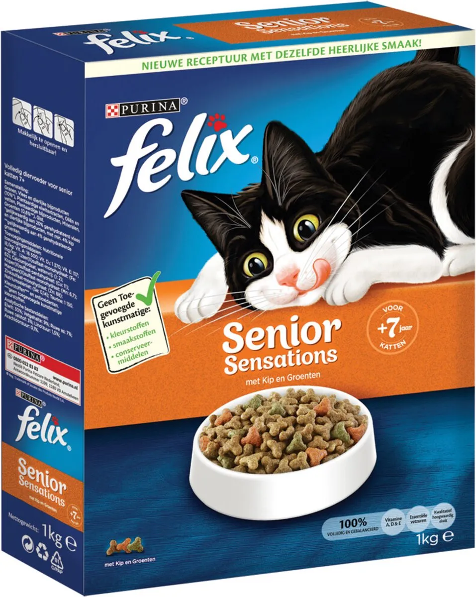 Felix Senior Sensations Kip & Groenten Kattenvoer 1kg - afbeelding 6 van 6