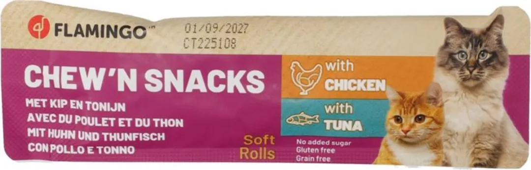Flamingo Chew'n Snack Rolls Kip & Tonijn 10g