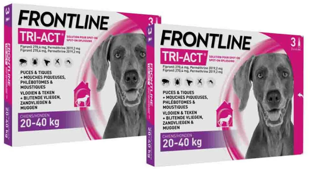Frontline Tri-Act Anti Vlooien & Teken Druppels L - 2x3 Pipetten