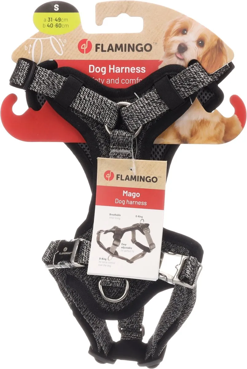 Flamingo Mago Harnas - Donkergrijs - Maat S