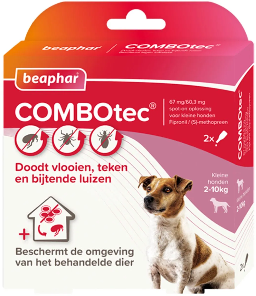 Beaphar Combotec Anti Teken- en Vlooiendruppels Hond 2-10 kg - 2 Pipetten