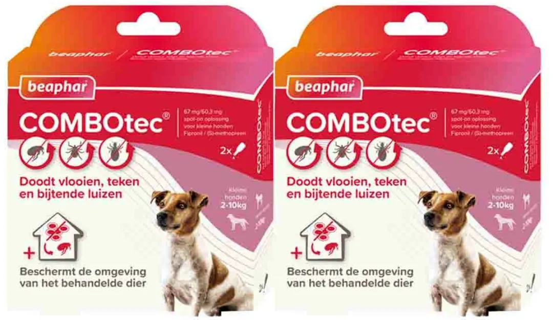 Beaphar Combotec Anti Teken- en Vlooiendruppels Hond 2-10 kg - 2 Pipetten