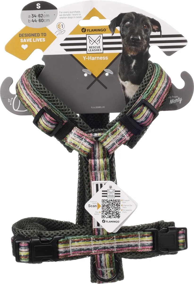Flamingo Hond Harnas Y-vorm Emerald Groen - Maat S