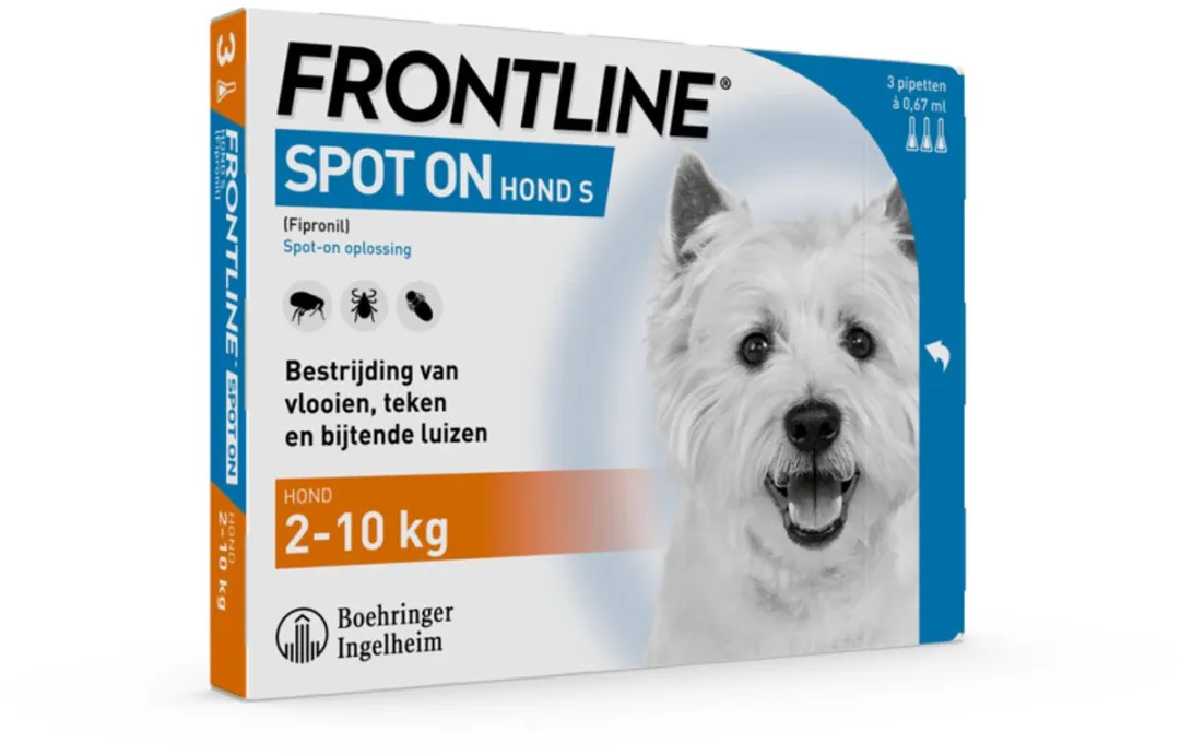 Frontline Spot On Anti Vlooien & Teken Hond S 2x3 Pipetten