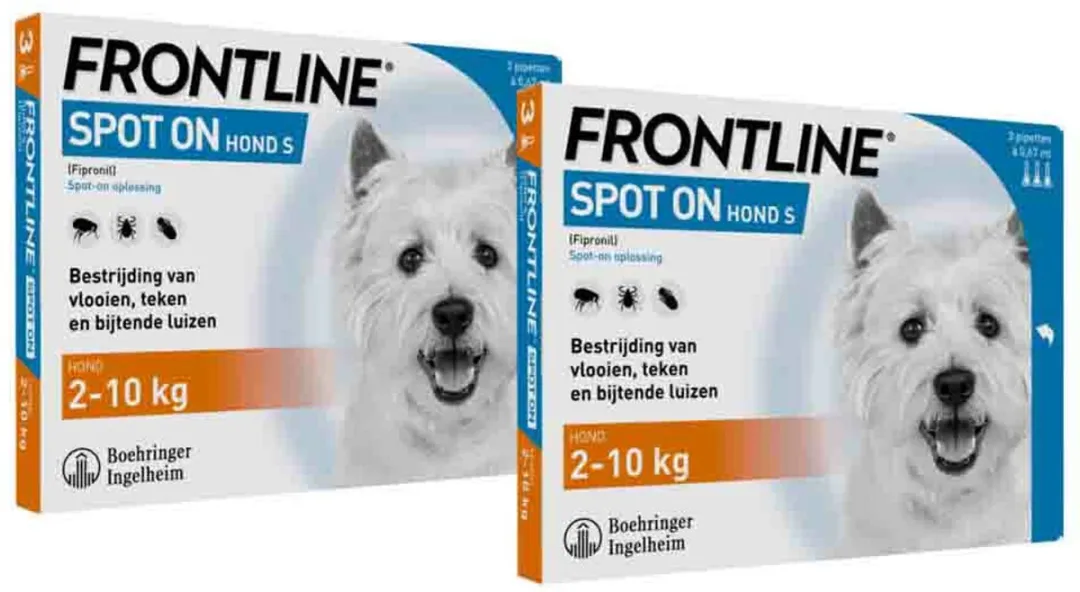 Frontline Spot On Anti Vlooien & Teken Hond S 2x3 Pipetten