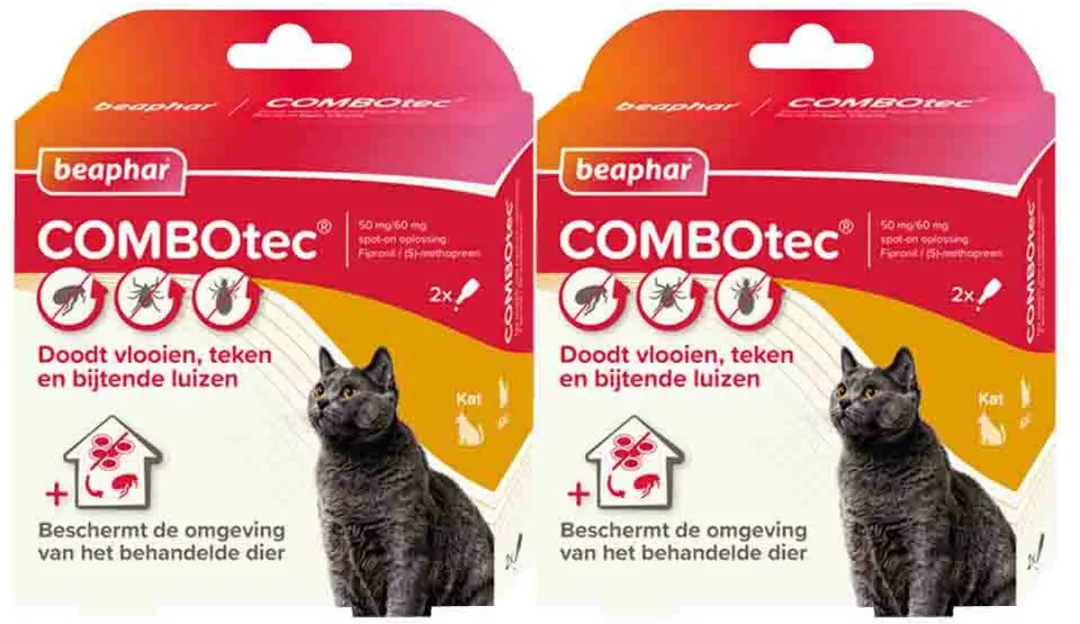 Beaphar Combotec Anti Vlooien Teken Druppels Kat/Fret - 2 Pipetten