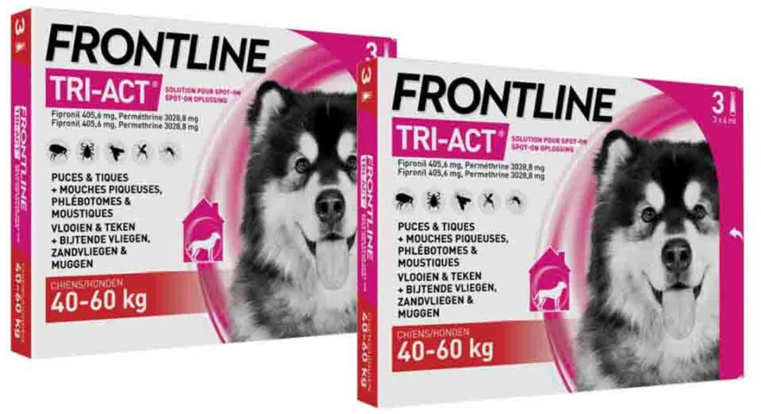 Frontline Tri-Act Anti Vlooien & Teken Druppels XL - 2x3 Pipetten