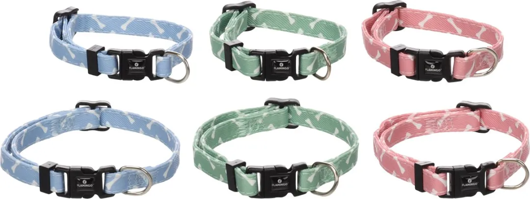 Flamingo Puppy Halsband - XXS 15-25cm - 10mm - Roze/Blauw/ Groen