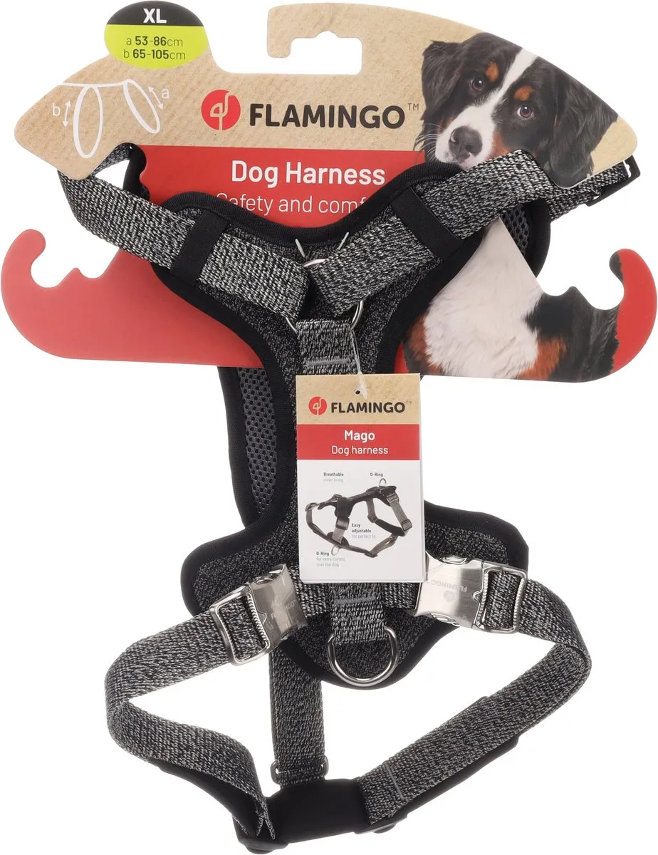 Flamingo Mago Harnas - Donkergrijs XL