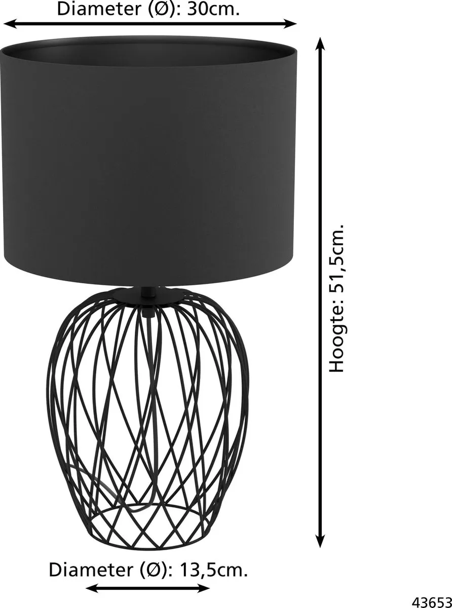 Eglo Nimlet Tafellamp E27 - 51,5 cm - Zwart - afbeelding 6 van 6