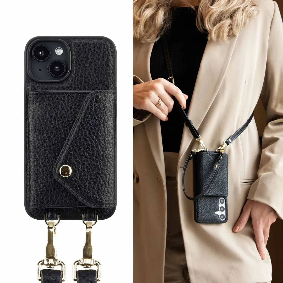 Selencia Hoesje iPhone 14 - Zwart - 3 Pasjes
