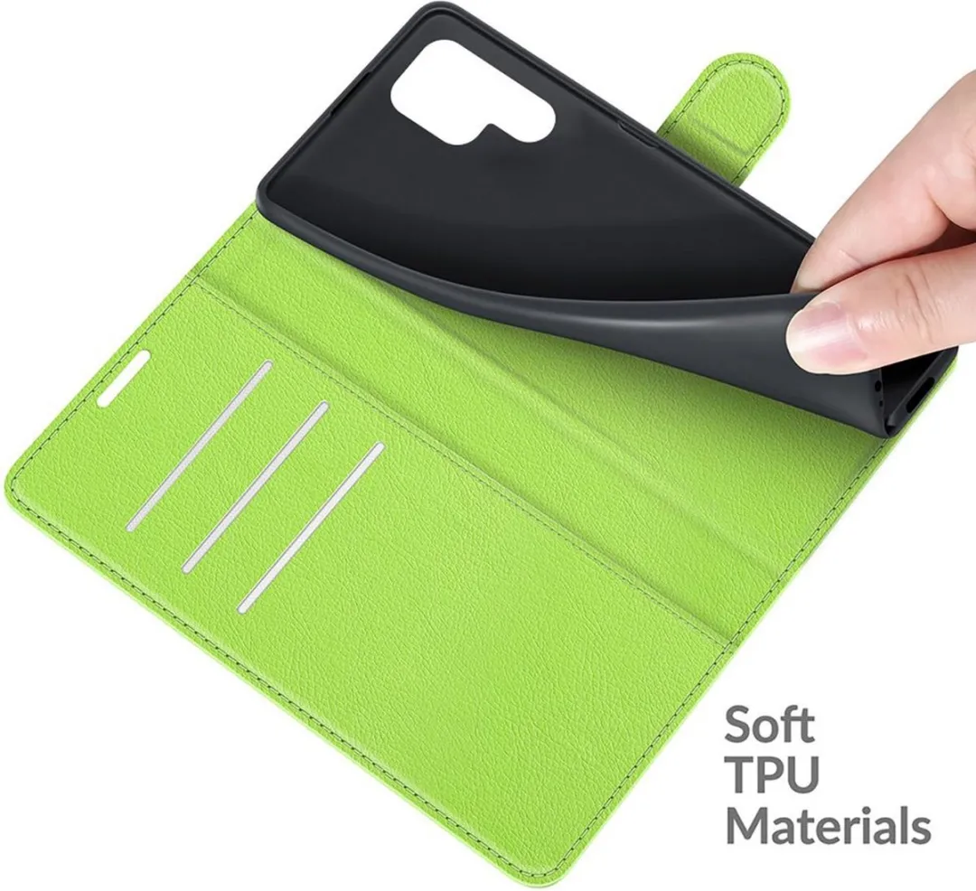 Just in Case Book Hoesje Samsung Galaxy S22 Ultra - Groen - 4 Pasjes