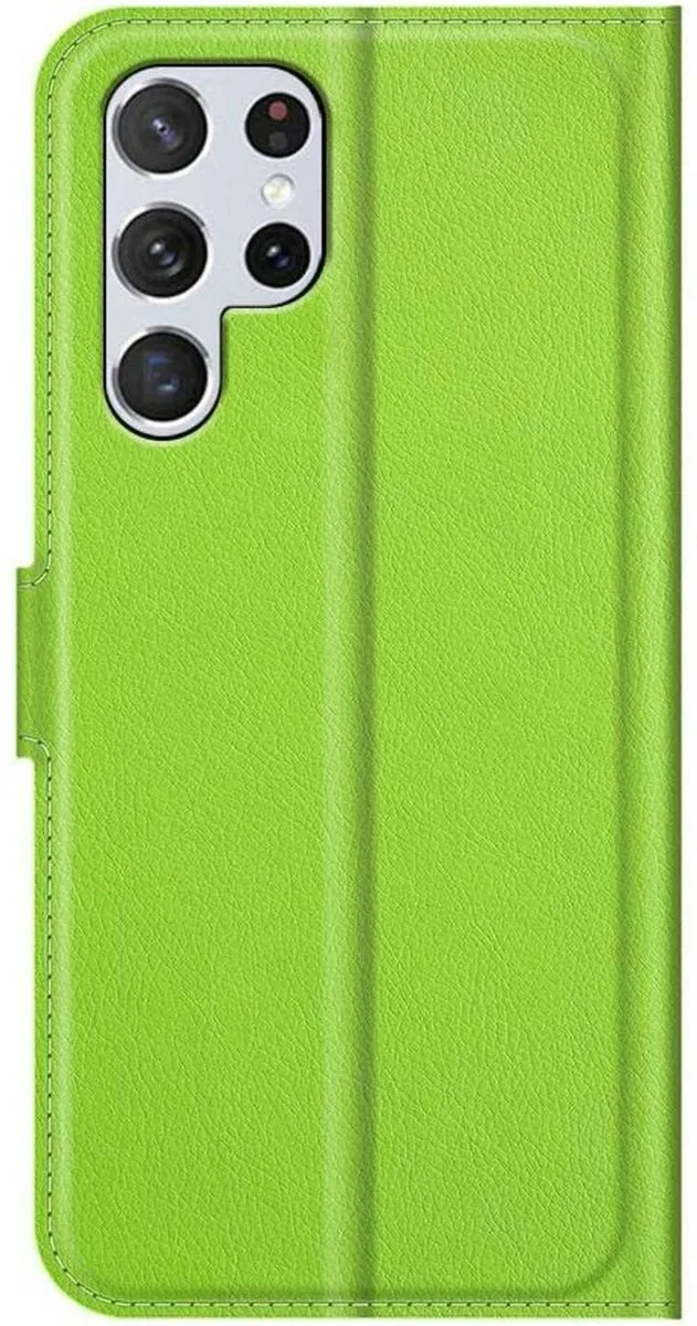 Just in Case Book Hoesje Samsung Galaxy S22 Ultra - Groen - 4 Pasjes