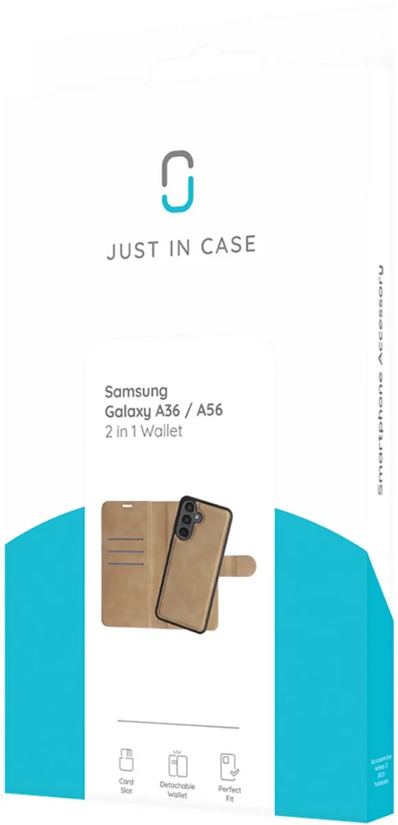 Just in Case Hoesje Samsung Galaxy A36/A56 2-in-1 Bookcase - 3 Pasjes - Bruin