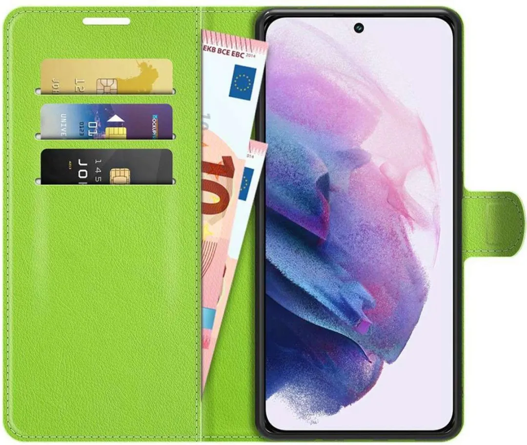 Just in Case Book Hoesje Samsung Galaxy S22+ - Groen - 4 Pasjes - afbeelding 6 van 6