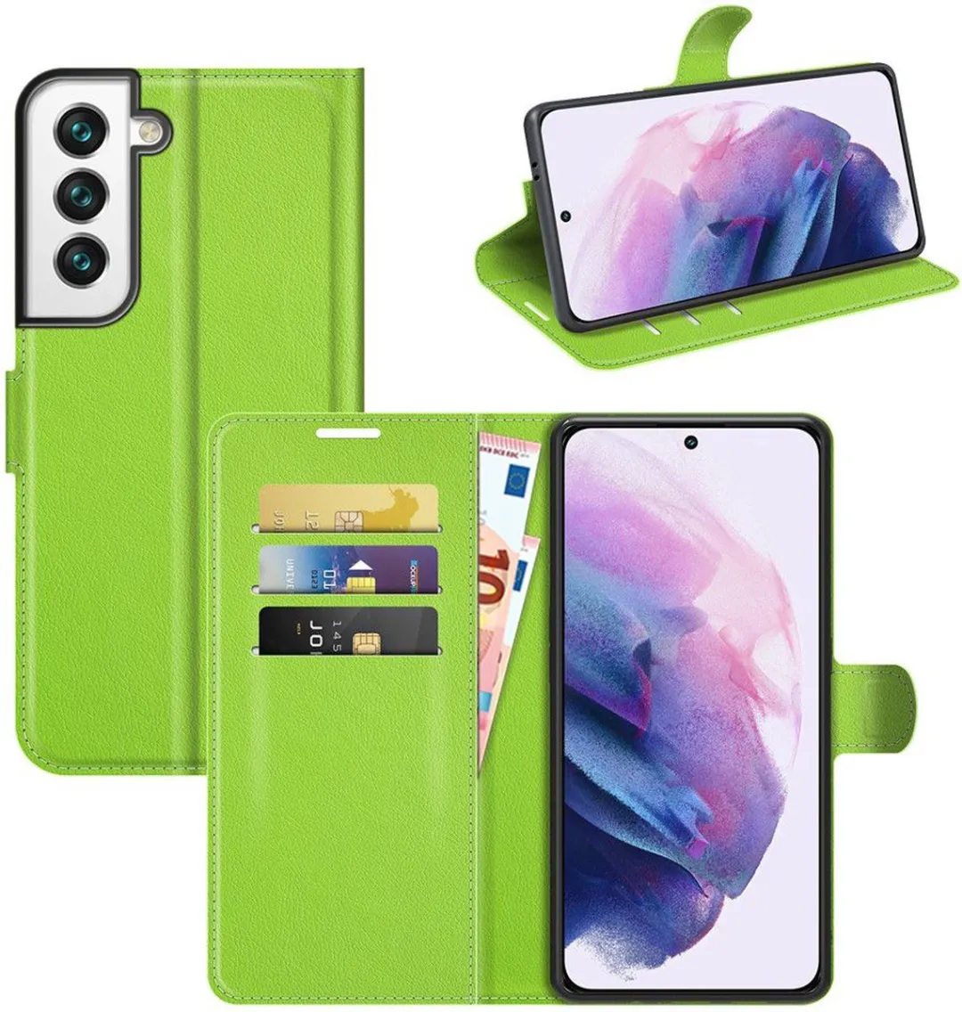 Just in Case Book Hoesje Samsung Galaxy S22+ - Groen - 4 Pasjes