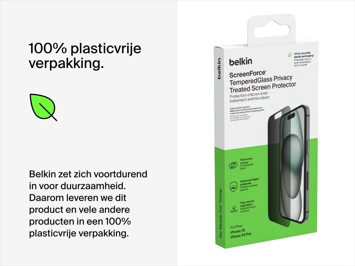 Belkin TemperedGlass Privacy Screenprotector iPhone 16/15/14 Pro