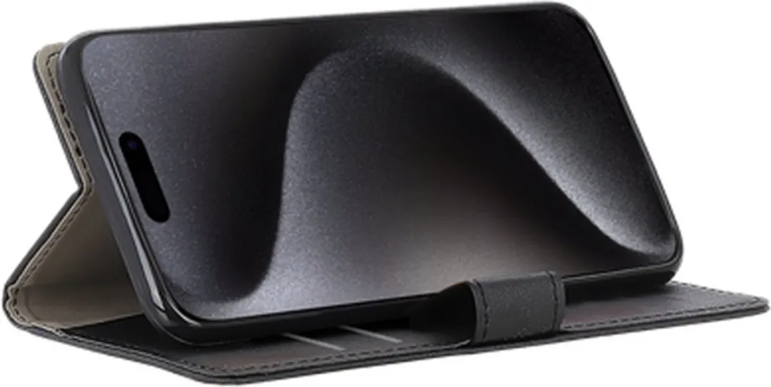 Just in Case Bookcase Classic iPhone 15 Pro Hoesje - 2 Pasjes - Zwart - afbeelding 4 van 6