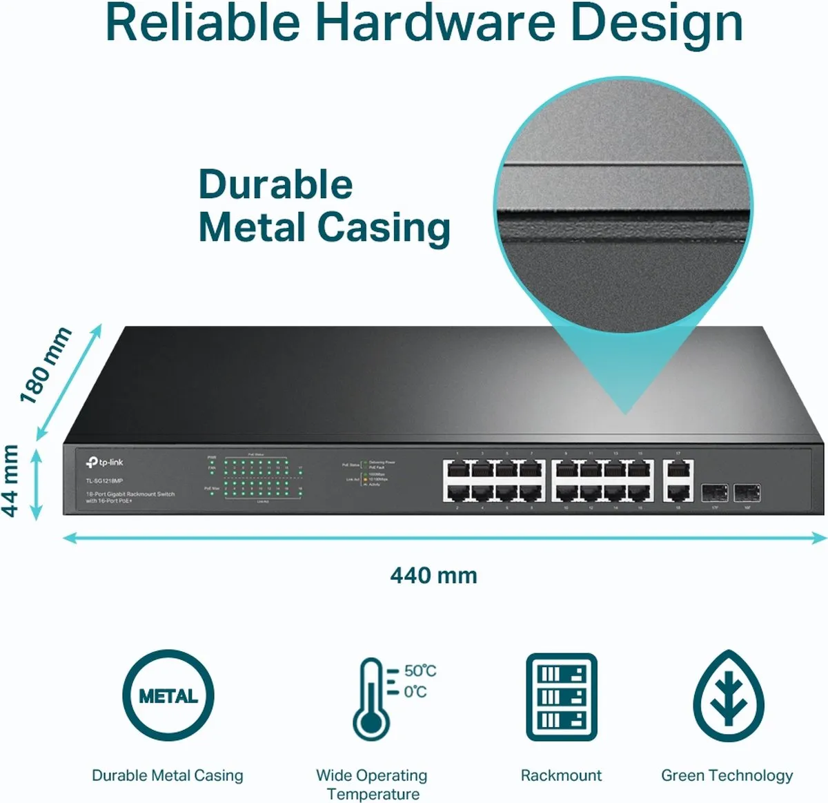 TP-Link TL-SG1218MP Netwerkswitch - 16 PoE-poorten 250W - Zwart
