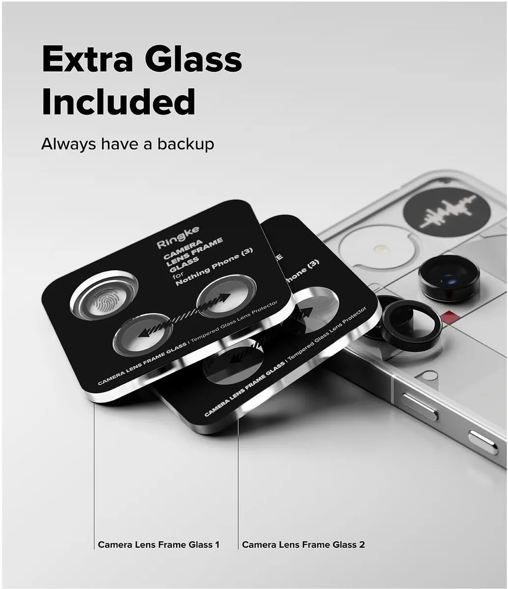 Ringke Frame Glass Camera Beschermer - Nothing Phone (3) - 2 Stuks - Zwart