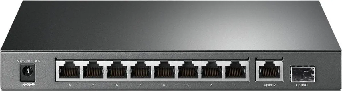 TP-Link TL-SG1210P V1 Netwerk Switch - 8x PoE 63W - 9x RJ45 1x SFP - Zwart