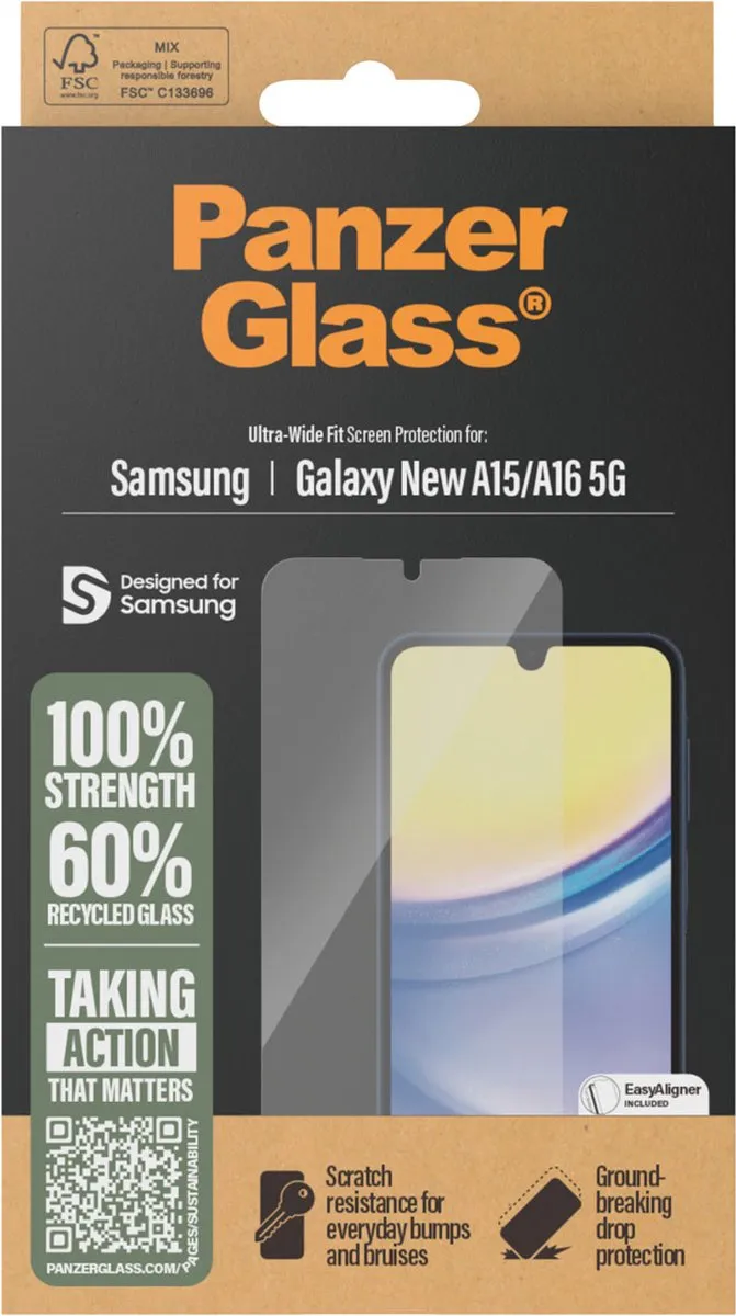 PanzerGlass Ultra-Wide Fit Screenprotector Samsung Galaxy A16