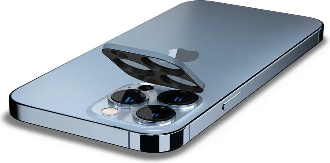 Spigen iPhone 13 Pro Max Camera Lens Glasbeschermer - Blauw - 2 Stuks - afbeelding 5 van 6