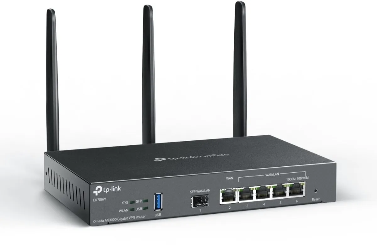 TP-Link Omada ER706W VPN Router - WiFi 6 - 5x LAN - USB 3.0 - Zwart