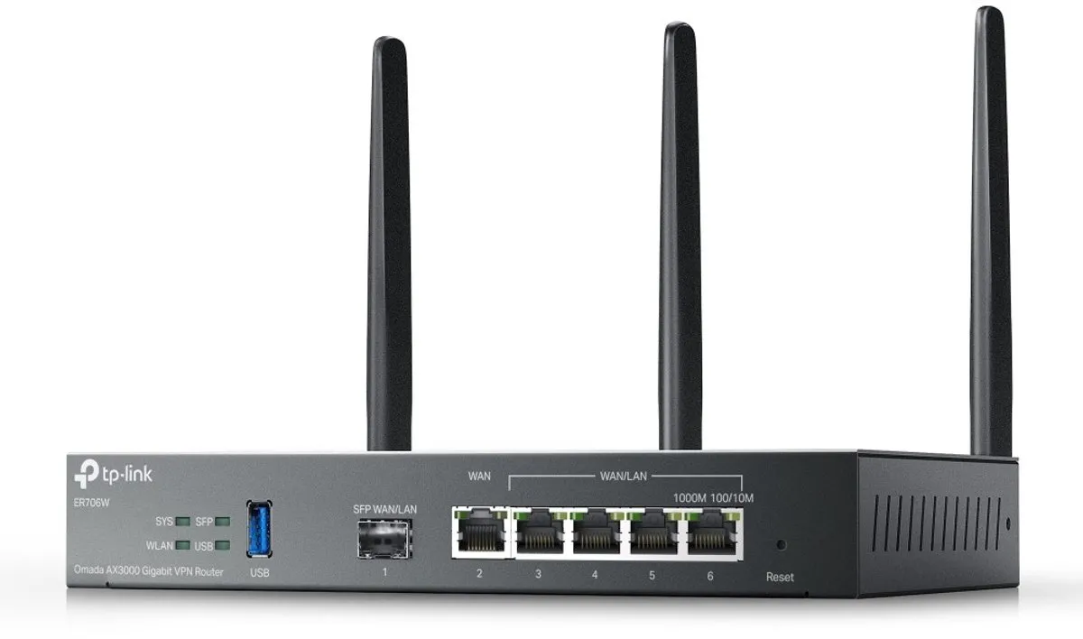 TP-Link Omada ER706W VPN Router - WiFi 6 - 5x LAN - USB 3.0 - Zwart