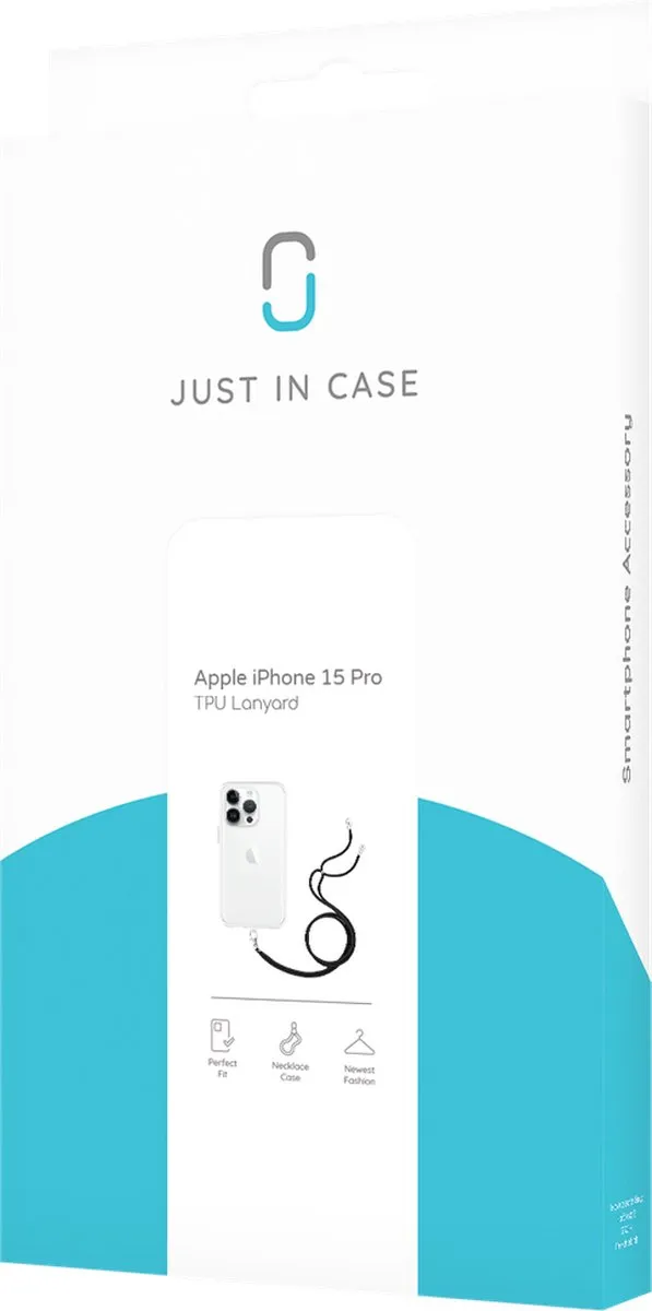 Just in Case iPhone 15 Pro Hoesje met Koord - Transparant