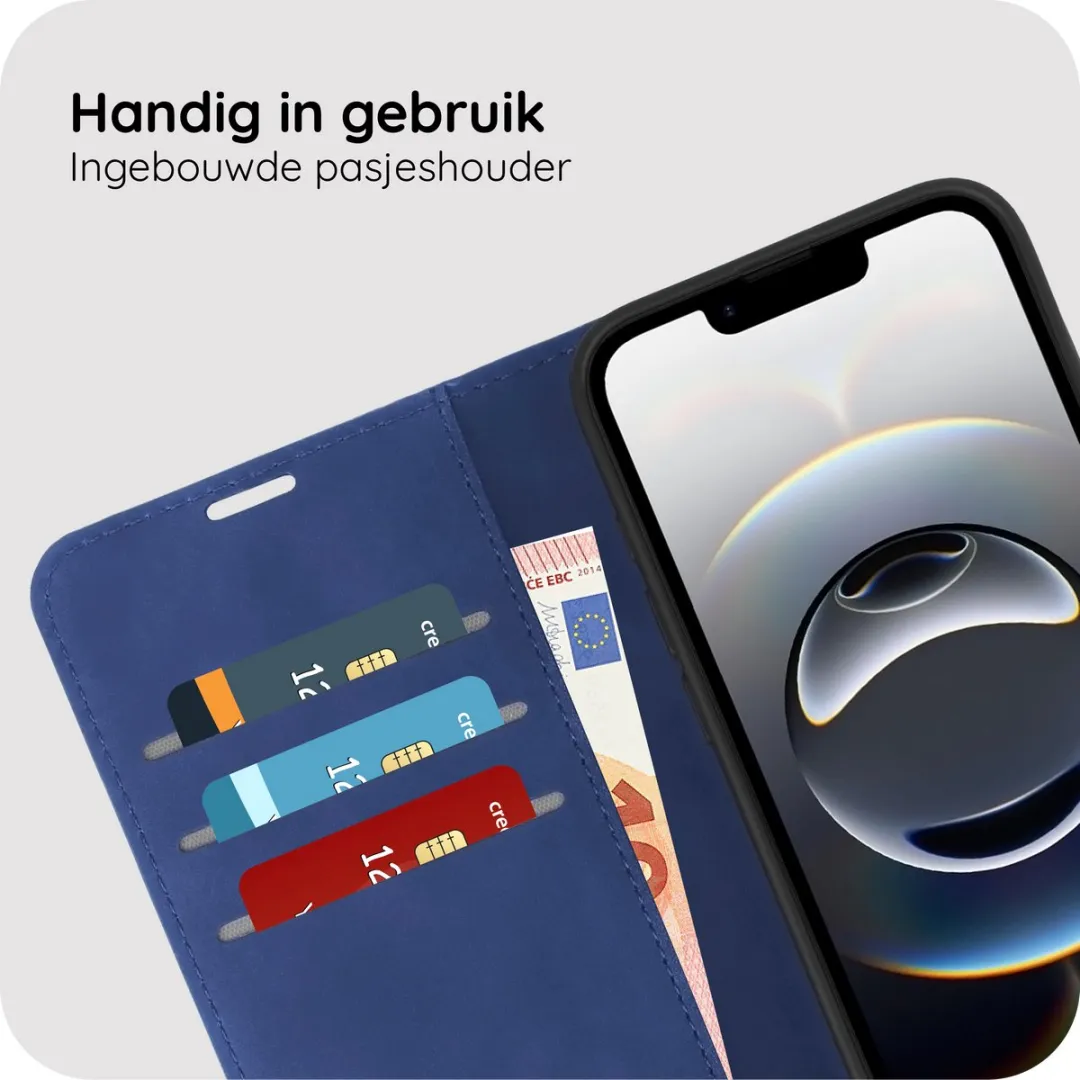 Just in Case iPhone 17e/16e Hoesje Blauw - 4 Pasjes