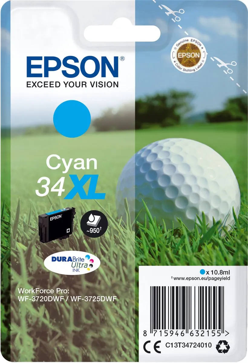 Epson 34XL Cyaan Inktcartridge - 950 pagina's