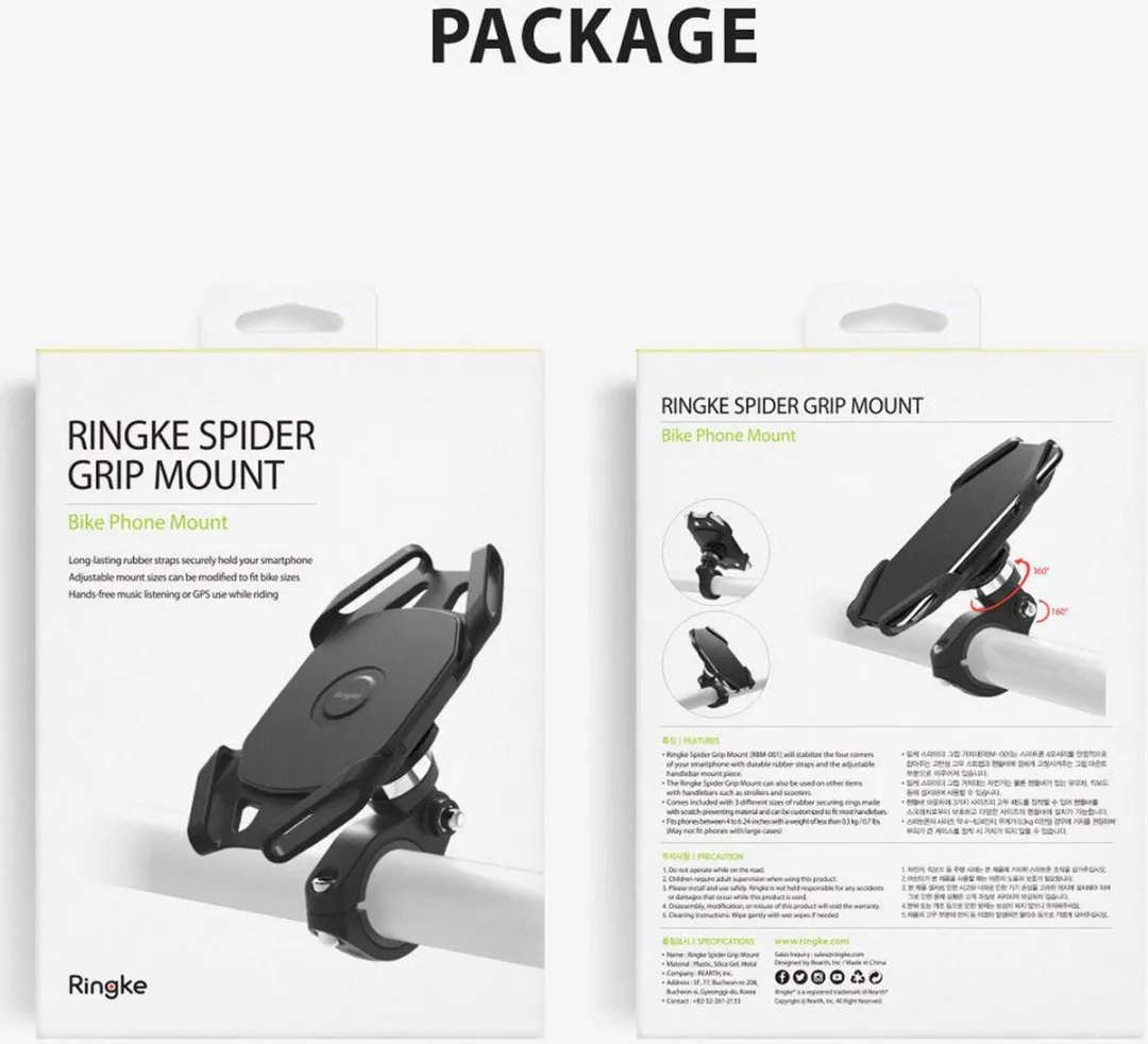 Ringke Spider Grip Mount Telefoonhouder - 360° - Universeel - Zwart