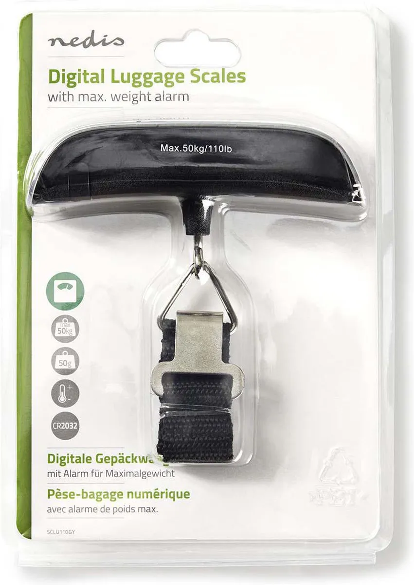 Nedis Digitale Bagageweegschaal SCLU110GY - 50 kg - Grijs