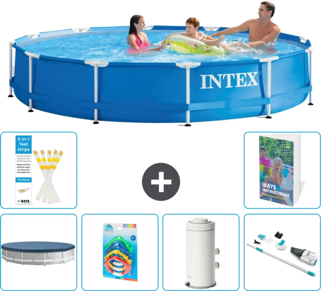 Intex 28210NP-Blauw Rond Frame Zwembad 366x76cm