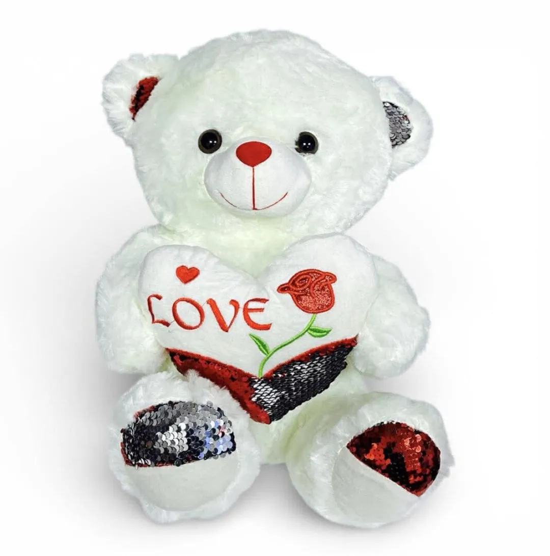 YJ Toys Knuffelbeer Love Teddybeer 40cm - Wit