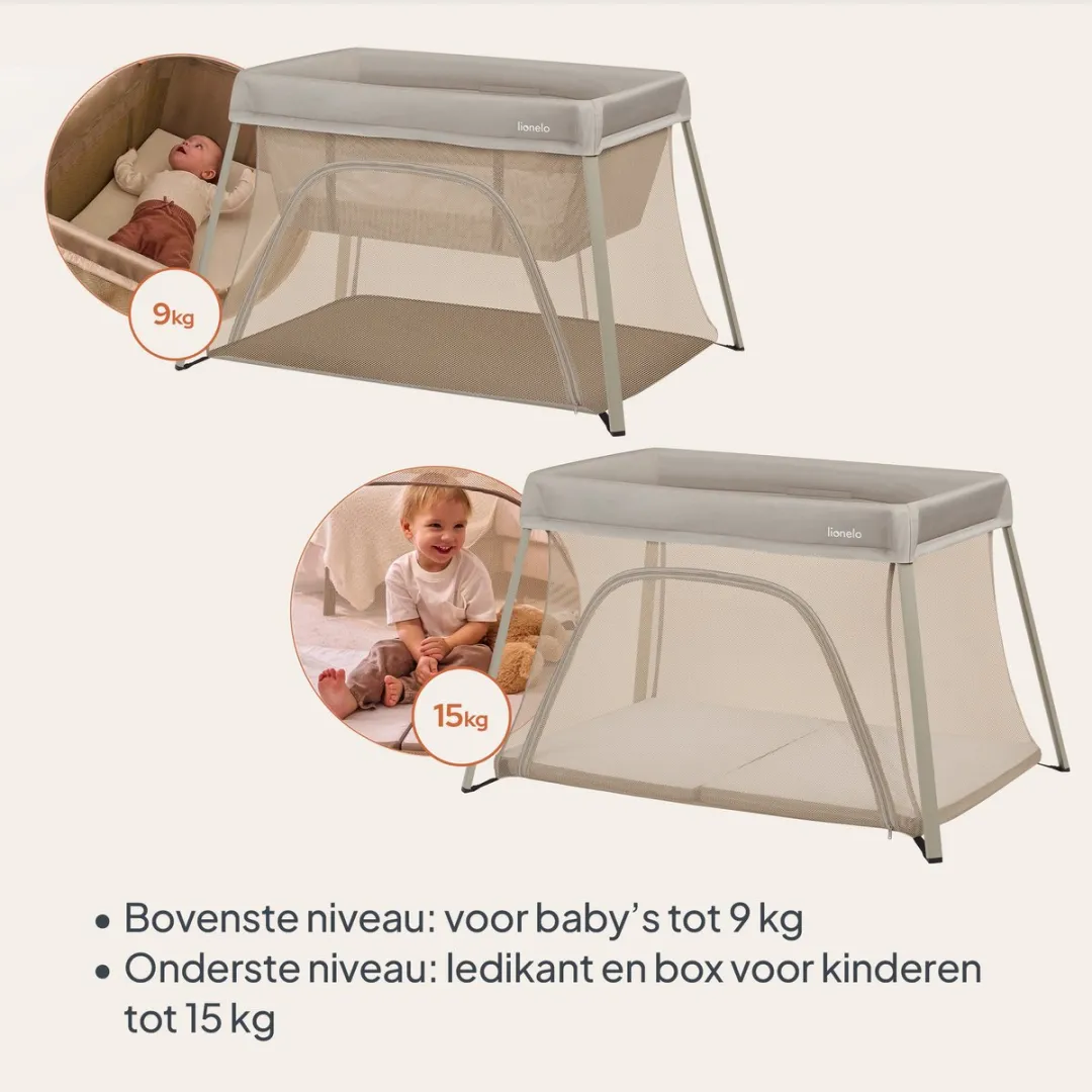 Lionelo Alice 3-in-1 Babybed Box Reisbed - Matras T25-schuim - Beige