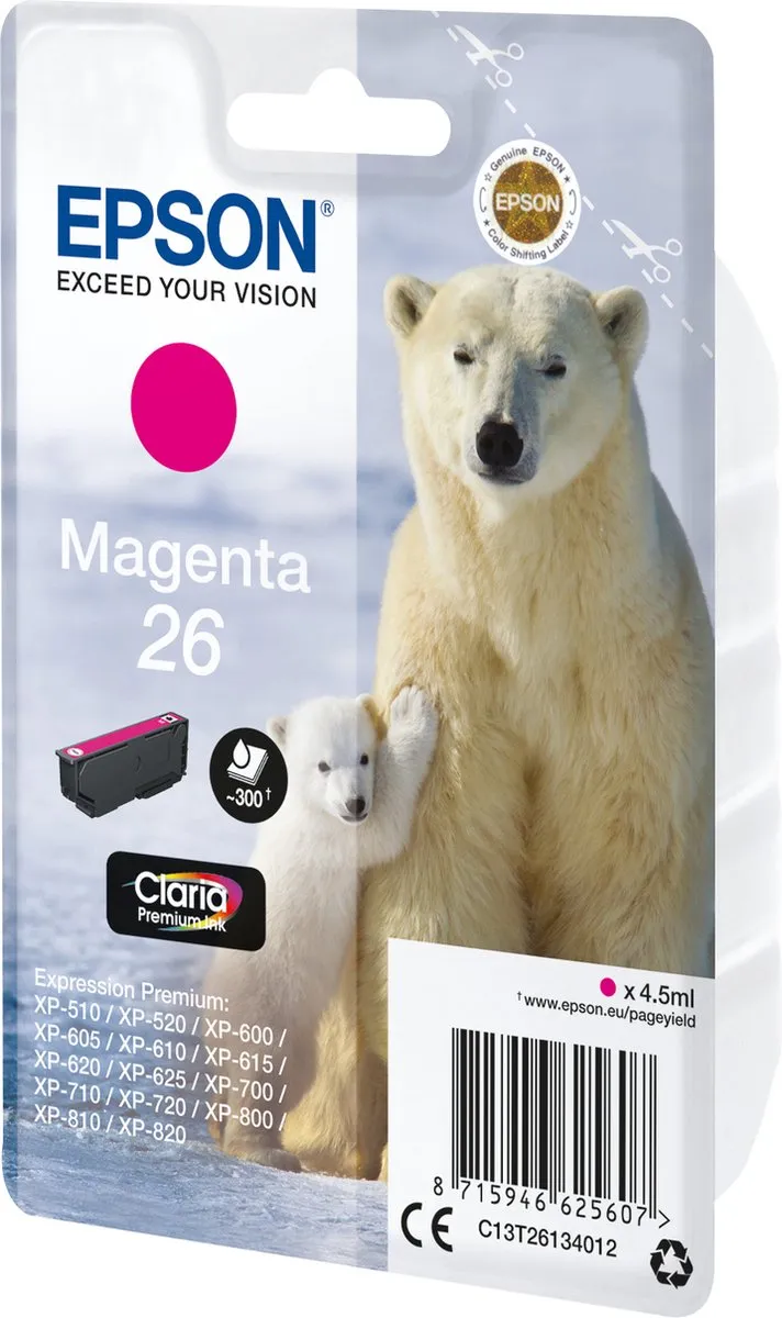 Epson C13T26134010 Magenta Inktcartridge - 300 pagina's