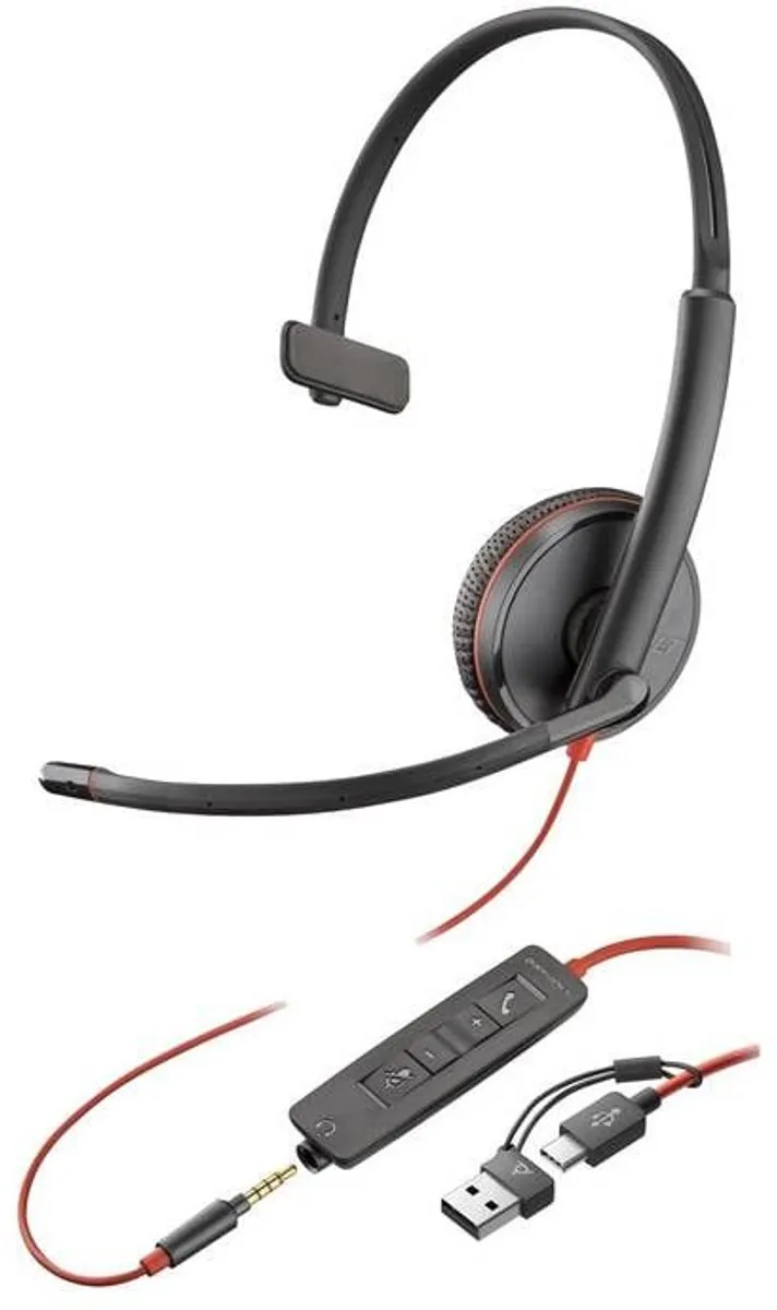 HP Poly Blackwire C3215 Over-Ear Headset - Mono - Zwart