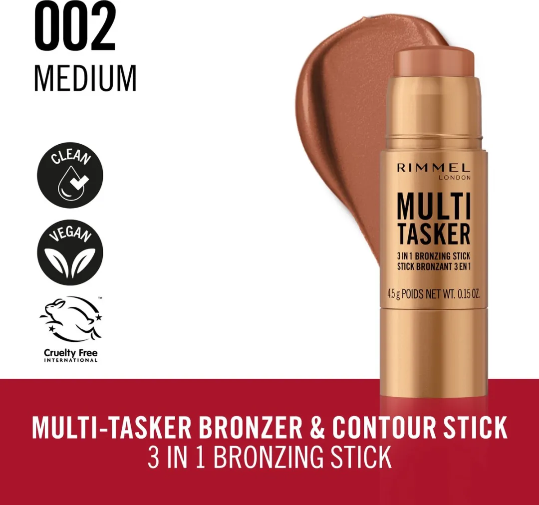 Rimmel London Multi Tasker 3-in-1 Bronzing Stick 002 Medium - 4,5 g