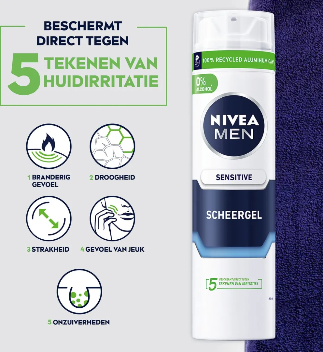 NIVEA MEN Sensitive Scheergel 200ml - 2 Stuks