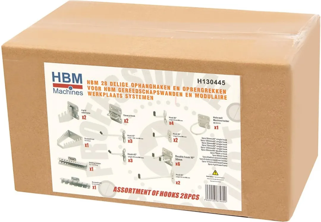 HBM Ophanghaken & Rekken 28-delig - voor gereedschapswand