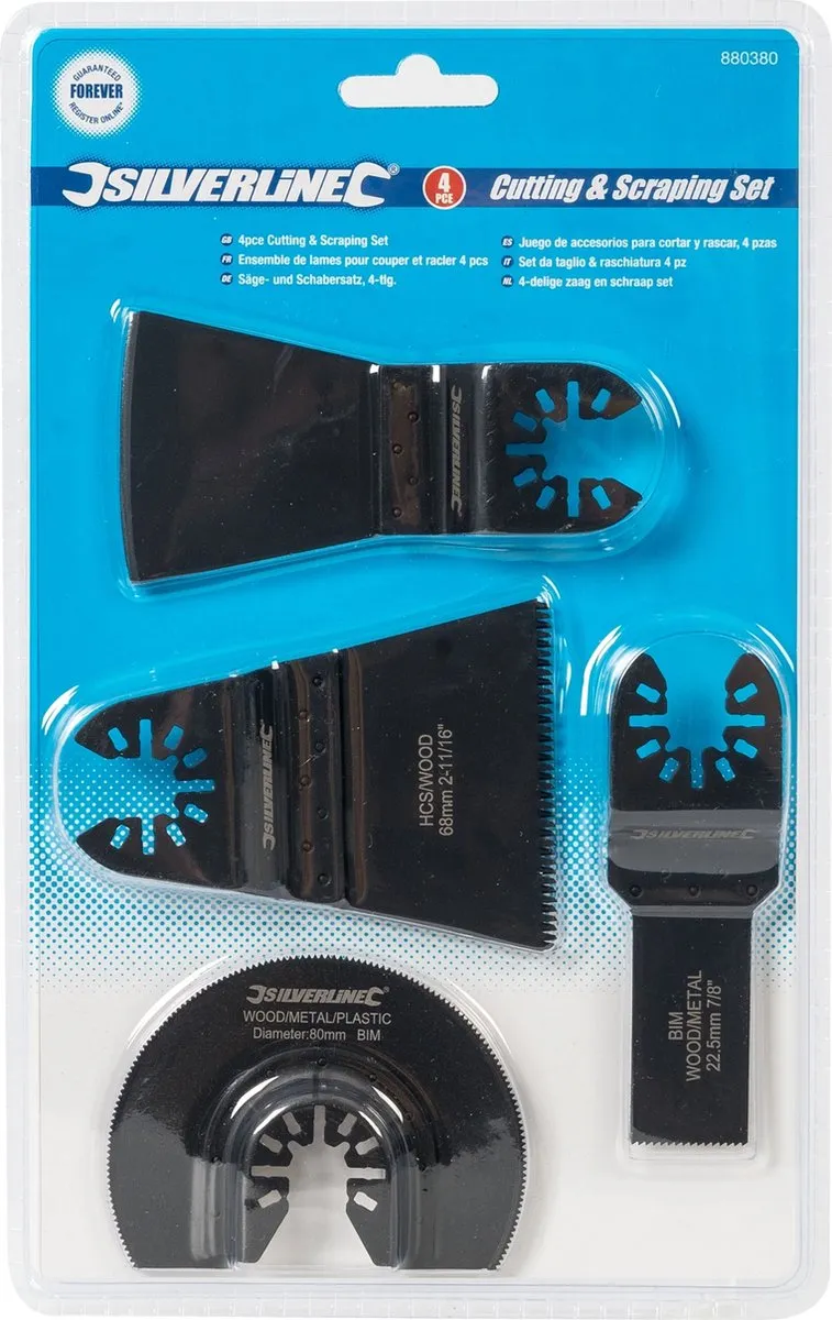 Silverline Oscillerende Zaag- en Schraapset 4-delig - Hout/Plastic/Non-ferro