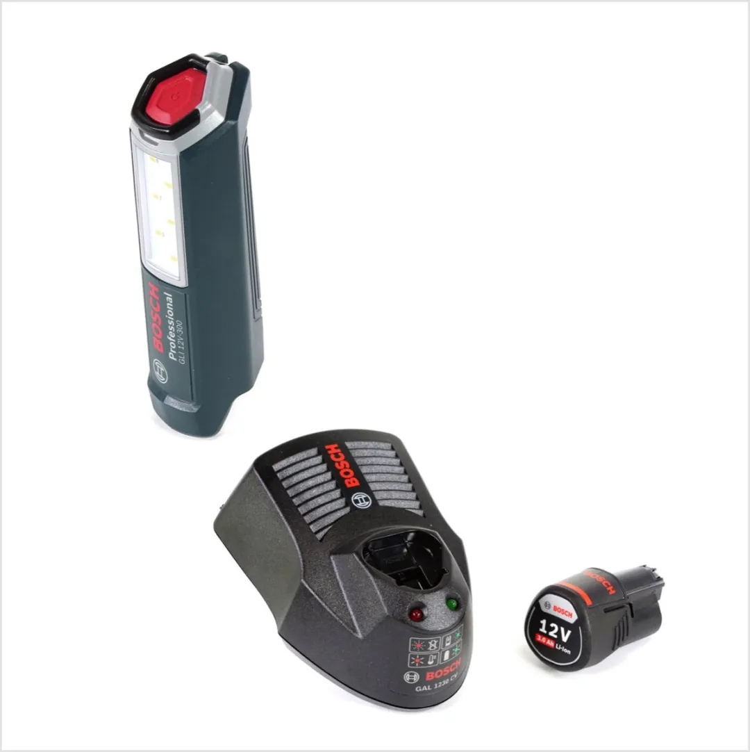 Bosch Professional GLI 12V-300 Acculamp - 6 Lichtpunten - met GBA 3.0Ah Accu & GAL 1230 Oplader - afbeelding 2 van 5