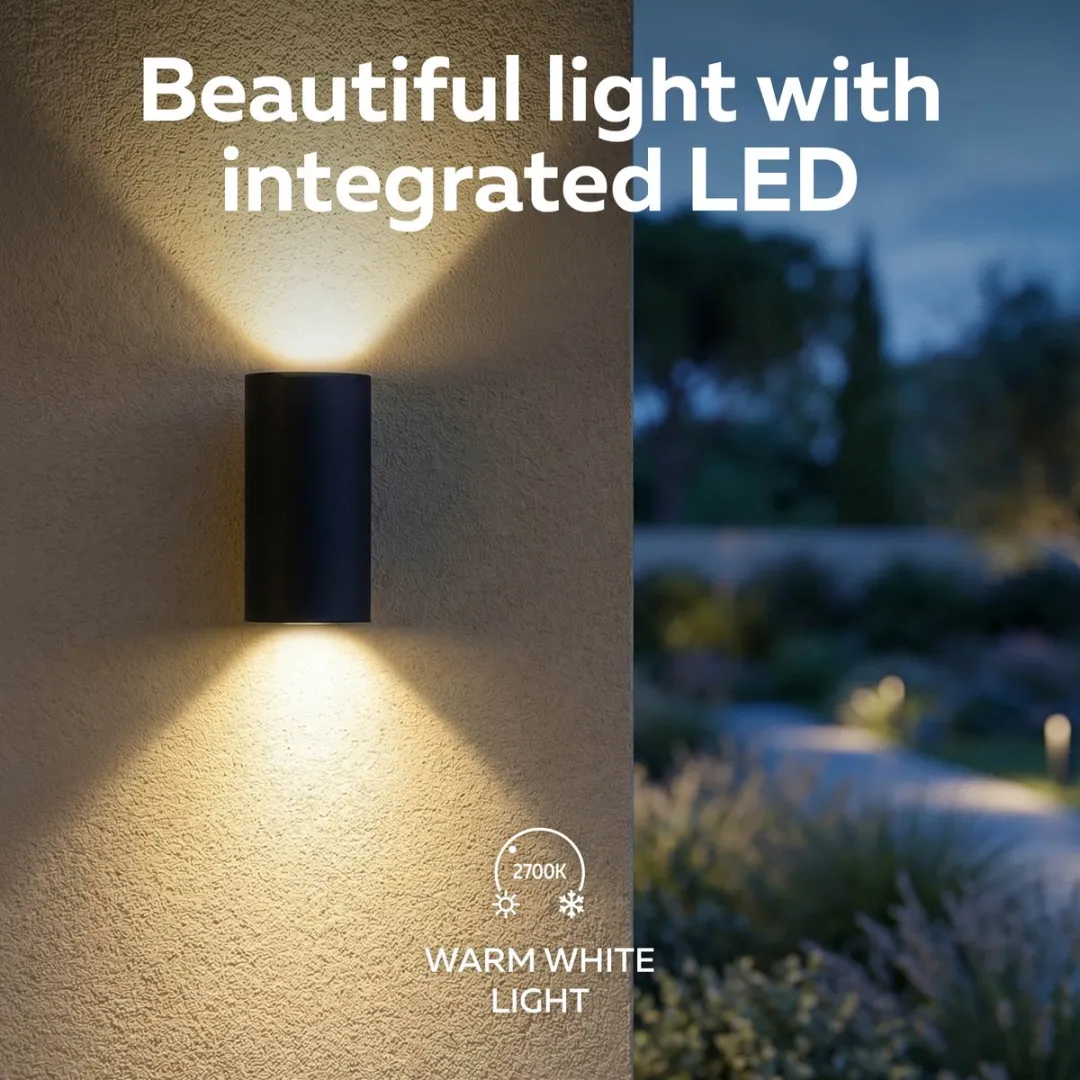 Calex Valmer Wandlamp Up & Downlight 2W - 4 Stuks - IP44 - Zwart - afbeelding 6 van 6