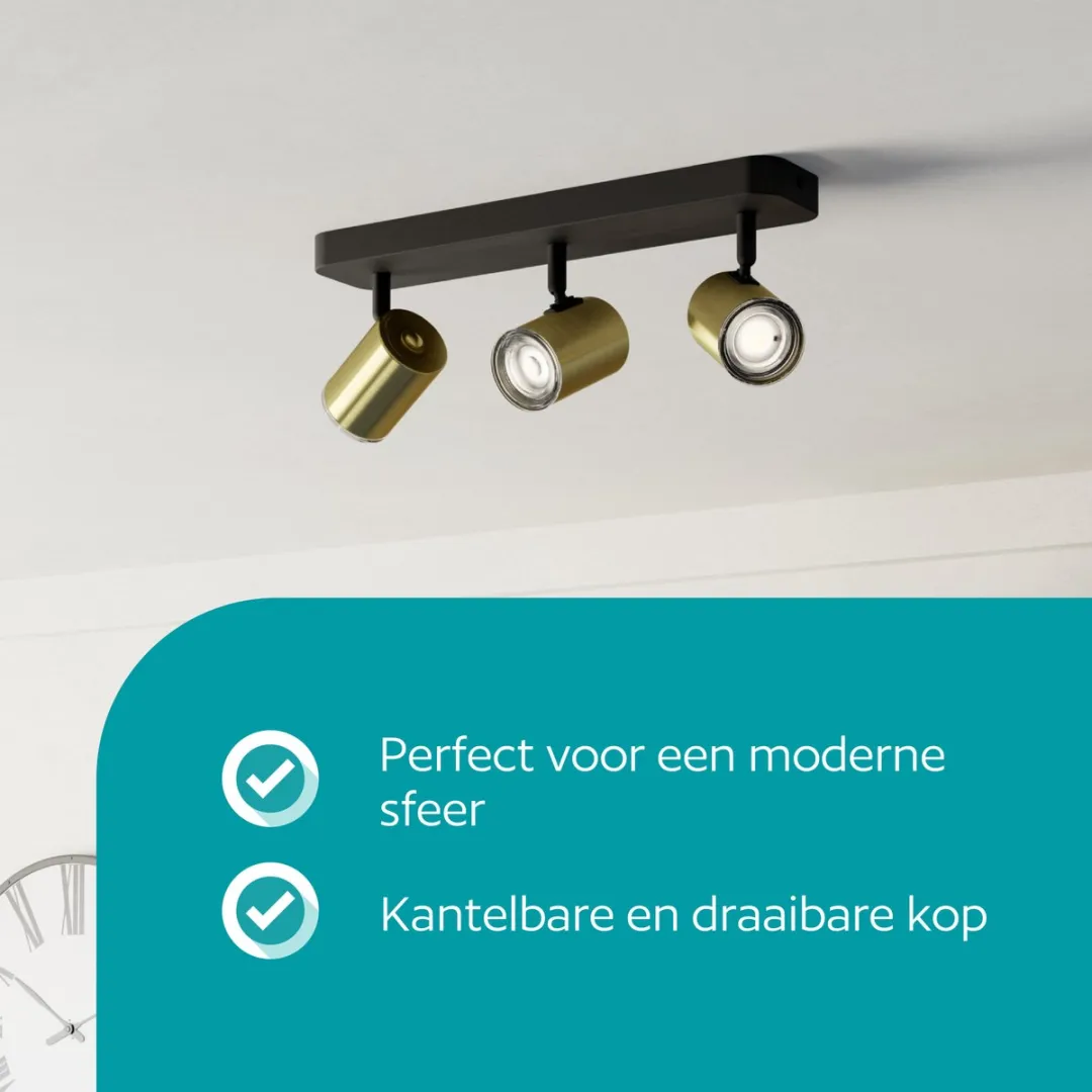 Eglo Consuma 1 Opbouwspot GU10 - 3x 5W - Zwart/Goud