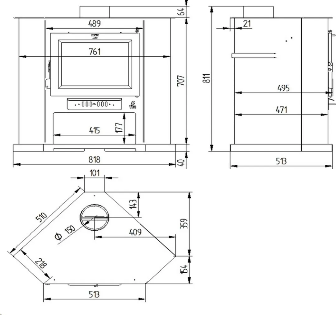 Intergard Houtkachel Vera 818x513x811mm - Groen